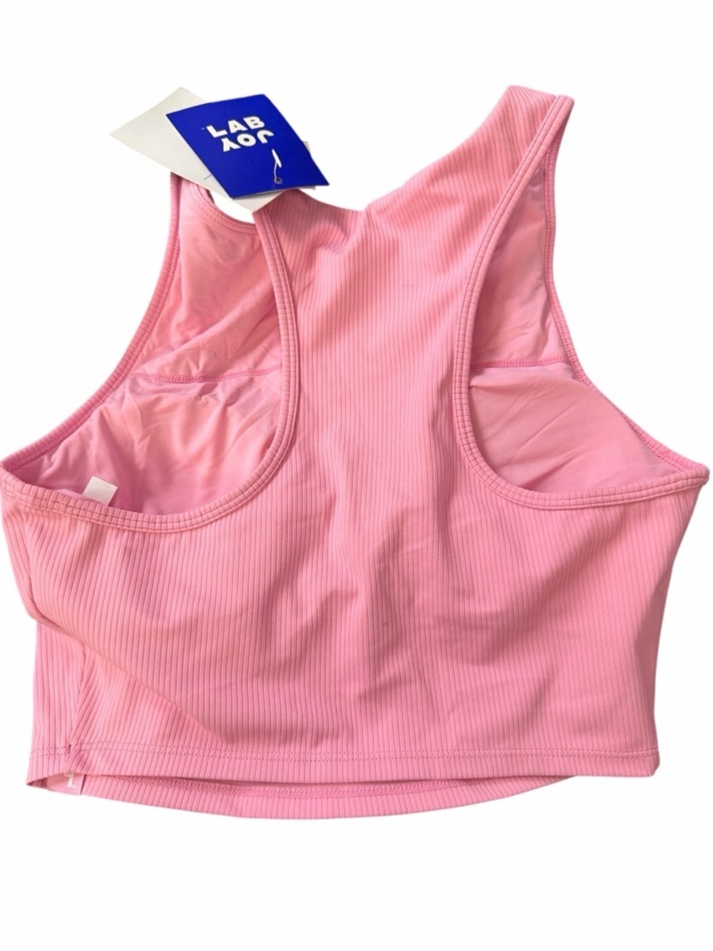 JoyLab Bubblegum Pink Lace-Up Ribbed Crop Tank NWT - Picture 2 of 6